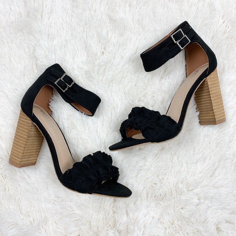 Mi.iM Emmeline Black Ruffle Trim Two Band Heel